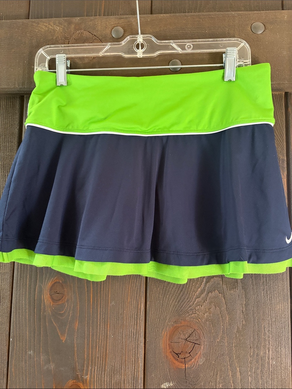Nike Navy and Lime Green Athletic Skirt